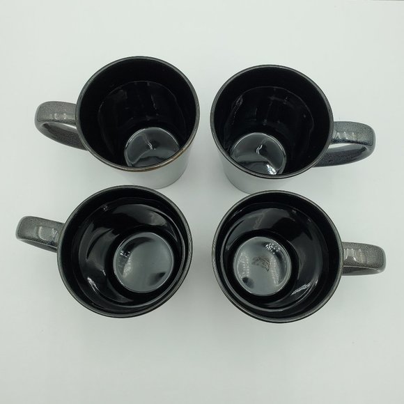 Pfaltzgraff Aria Gray Mugs Dark Slate Grey Large Handled Coffee Cups - Picture 3 of 9